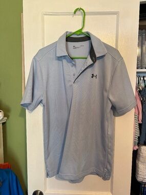 Grayish-blue striped Under Armour short sleeve polo size Large